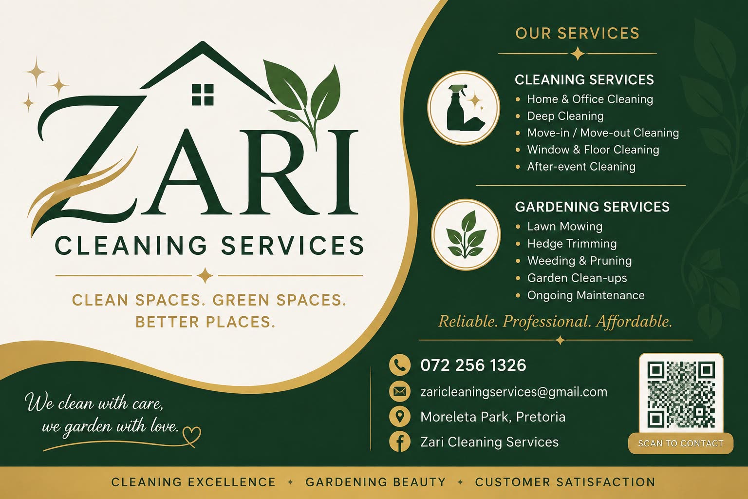 Zari Cleaning Services — cleaning and gardening in Moreleta Park